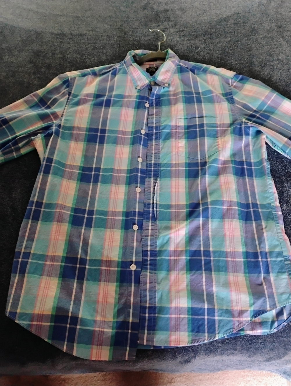 J. Crew Blue and Pink Plaid Button-Down Shirt